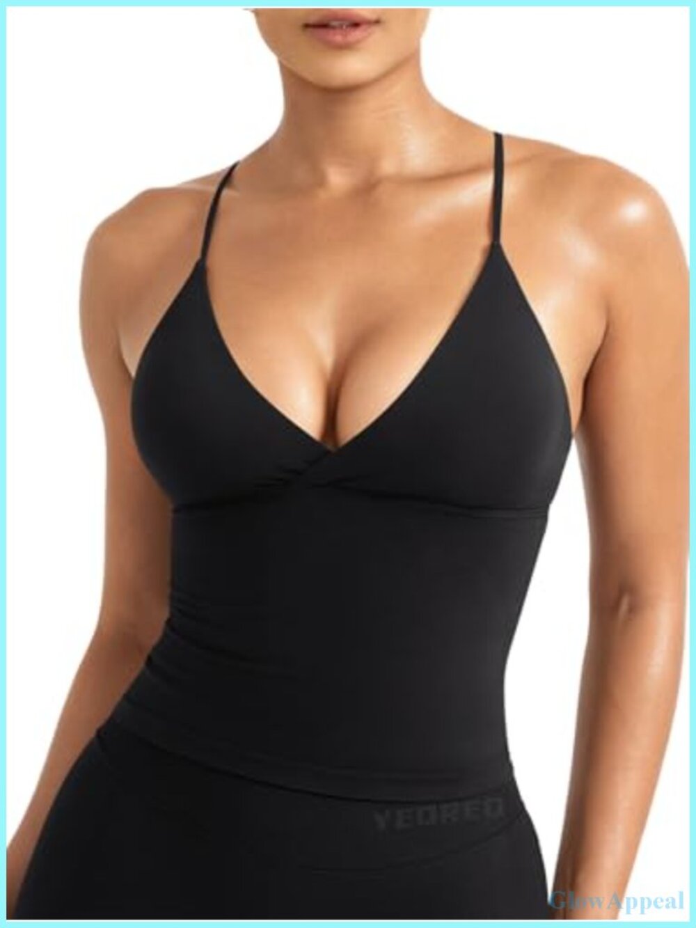 Lycra Elastane Seamless Workout Crop Tank Top Twist Front V-Neck Camisole
